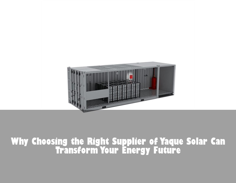Why Choosing the Right Supplier of Yaque Solar Can Transform Your Energy Future | Huijue Bess